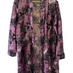 Apt. 9  Purple Robe Small Floral Satin shiny Romantic sexy glam honeymoon boudoir Photo 0