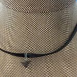 Silver Triangle Pendant on Black Fashion Choker Photo 3