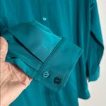 Susan Graver Sussan Graver Teal Blue Green Blouse Large Button Up Shirt Tunic Office Photo 2