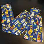 Colorful Playbill Print Pants Blue Size M Photo 0