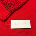 Charter Club  Women's Red Crochet Sleeve Top Photo 5