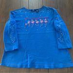 Vintage Southern Christmas Flamingo Shirt by CB Casual size XL Blue Photo 0