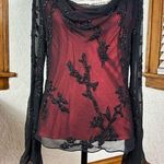 Scala Vintage 90’s Beaded Silk Flowy Long Sleeve Blouse Goth Whimsigoth Size L Photo 0
