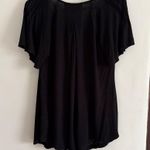 Free People | Black Linen Blend Swing T-shirt V Neck Pintuck Shoulders | Small Photo 3