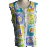Susan Bristol NWT  Colorful Cat And Dog Knit Vest Size L Photo 4
