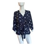NY&C NWT small navy blue with polka dots button down front bow detail​​​​ Photo 2