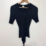 Abercrombie & Fitch  Knit Ribbed Hook-and-Eye Short-Sleeve Bodysuit Size Medium Photo 1