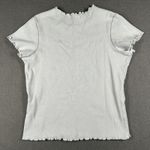 Brandy Melville  Shirt Womens Small Light Blue Lettuce Hem Ribbed Made in Italy Photo 7