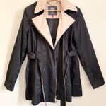 Vince Camuto Black Beige Zipper Hooded Coat with Belt US Medium Photo 0