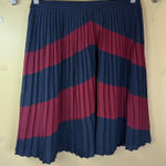J.Crew J.‎ Crew Pleated Skirt Size 4 Striped Navy Burgundy Career Party Photo 0
