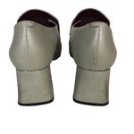 Charles and Keith GRAY LEATHER BLOCK HEEL CHAIN LOAFERS (36) Photo 6