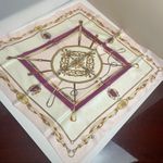 100% Silk Equestrian Print Square Scarf Pink Purple Gold Photo 0