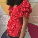 Madewell  Red Tiered-Sleeve Peplum Top Photo 12