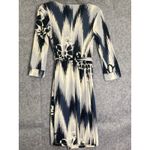 Old Navy XS Wrap Dress Black Gray Ikat Print Long Sleeve Midi Lightweight Fall Photo 3