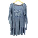 Free People  One Dress Womens XL Jolene Waffle Knit Short Boho Grunge Hippie Chic Photo 2