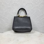 Vintage Italian Mini Black Leather Top Handle Bag Gold Buckle Made in Italy Photo 5