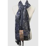 Jerusalem Paisley Scarf Shawl Wrap Womens One Size Blue Black Cashmere Blend Photo 0