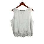White Embroidered Sleeveless Top XL By Dancing Gecko Hawaii Cotton Photo 1
