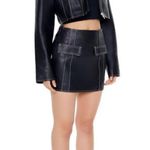 Forever 21 Faux Leather Mini Skirt Pockets Top Stitch Black Size Small 28 Waist Photo 1