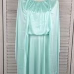 Vintage Sleeveless Maxi Dress Crochet Neckline Mint Green/Cream Photo 5