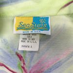 VTG Sea Suns Blouse Top Womens Small Tropical Floral Cottagecore Boho Bratz USA Green Photo 6