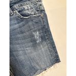 Miss Me  Low Rise Denim Medium Blue Shorts Sz 26 Raw Hem Button Flap Pockets Photo 2