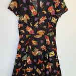 Dangerfield Dinosaur Print Dress AU 12 Jurassic Lost World Rockabilly Cotton Black Size undefined Photo 0