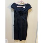 Tadashi Shoji Rosette Tiered Bandage Pleated Navy Blue Dress SIZE 2 Photo 1