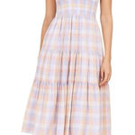 Amanda Uprichard  Emberly Plaid Midi Dress Smocked Women’s Size XS Tie Strap Photo 0