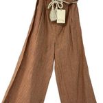 SEE U SOON BROWN WITH BLACK STRIPES CROPPED WIDE LEG ROPE BELT SIZE 4 Photo 0