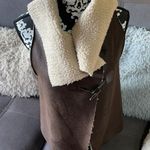 Jessica Simpson Brown Faux Fur Faux Leather Vest Photo 0