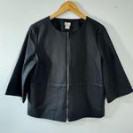 Chico's NWOT  Black Short Crop Jacket Size 1 3/4 Sleeve Collarless Blazer SZ M Photo 0