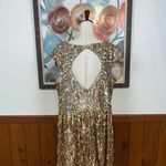 Badgley Mischka Stunning  Gold Floral Sequin Prom/Pageant Dress! Photo 4
