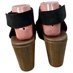 Skechers Parallel Trapezoid Wedge Slingback 48852 Black Suede Leather Size 7 Photo 4