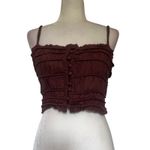 Urban Outfitters  Ruch Button Crop Tank Womens Top Sz Med Chocolate Boho Layer Photo 11