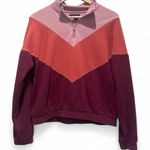 PacSun LA Hearts Pink Orange Chevron Cropped Quarter Zip Sweatshirt Sz Small Photo 0