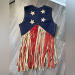 Unique Vintage VTG 1960's 70's Woodstock Fringe Vest RARE Rock Hippie Stars Patriotic Red Blue Photo 9