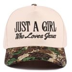 Just a Girl Who Loves Jesus Embroidered Hat White / Camo NWT Photo 1