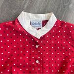 Leslie Fay Vintage Red Polka Dot Long Sleeve White Collar Midi Dress Belted 14 Photo 1
