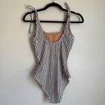 J.Crew NWT  Sz S Striped Tie-shoulder One-piece Swimsuit Antique Navy White CI335 Photo 3