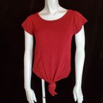 Madewell  Red Tie Front Short Sleeve Shirt (XS) Photo 1