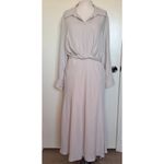 Babaton Matte Satin Button Up Midi Dress in Matte Pearl Size Large Photo 1