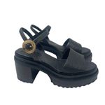 Cult Gaia Black Raffia Azariah Platform Sandals Heels sz 35 US 5 Photo 2