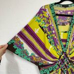 Rampage Vintage Green Purple Batwing Y2K Blouse Women’s M Woven Ruched Tunic Top Photo 2