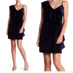 19 Cooper NEW Navy Blue Velvet Velour Ruffle Asymmetrical Mini Dress Size XS Photo 6
