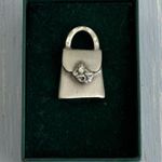 Beautiful Vintage Pewter Handbag Purse Tac Lapel Pin Silver Photo 0