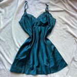 Victoria's Secret Vintage 1990’s Victoria’s Secret blue turquoise lace satin mini Slip Dress Photo 0