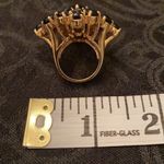 Beautiful bohemian cocktail ring with dark blue and white stones EUC Photo 5