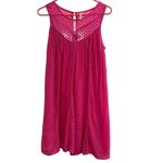 Red Camel  Sleeveless Gauze Mini Dress Crochet Summer Hot‎ Pink Size Small/Medium Photo 1