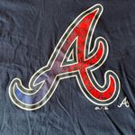 Majestic Patriotic Atlanta Braves V-Neck Tee – Women’s MLB Shirt Photo 1